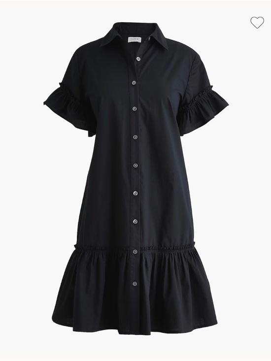 J. Crew Dresses & Skirts - J. Crew Black Short-Sleeve Button-Front Ruffle-Hem Mini Dress